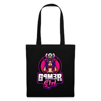 Gamer Girl Lustiges Esport Team Label Logo - Stoffbeutel - Schwarz - Vorne