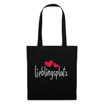 Lieblingsplatz Kissen mit Herz - Stoffbeutel - Schwarz - Vorne