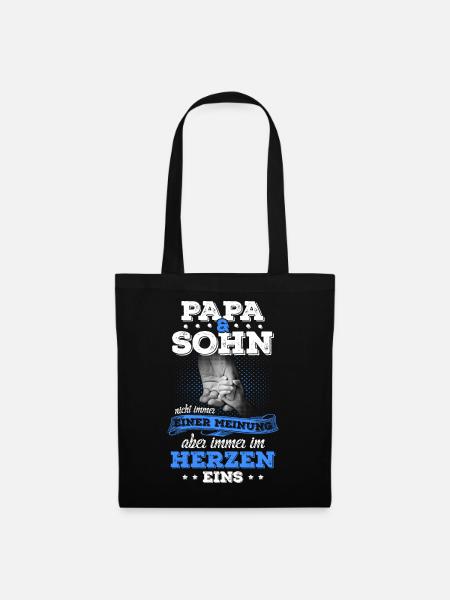 Papa & Sohn Partnerlook Vatertagsgeschenk Vater - Stoffbeutel - Schwarz