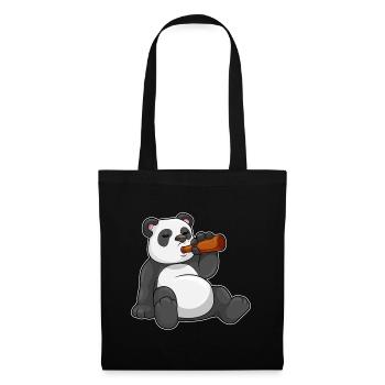 Panda Flasche Bier - Stoffbeutel - Schwarz - Vorne