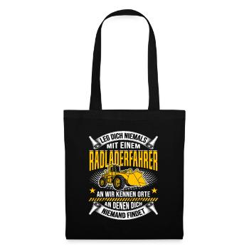 Radladerfahrer Spruch Geschenk Radlader Bagger Bau - Stoffbeutel - Schwarz - Vorne