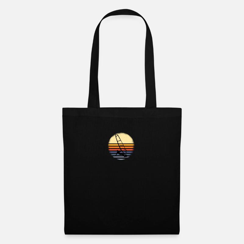 Windsurfen Windsurfing Windsurfer retro Design - Stoffbeutel - Schwarz