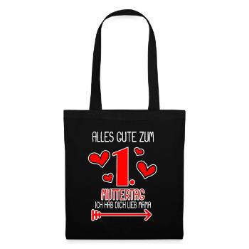 1. Muttertag - Ich hab dich lieb Mama - Stoffbeutel - Schwarz - Vorne