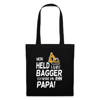 Bagger Held Papa Vater Geschenk - Stoffbeutel - Schwarz - Vorne