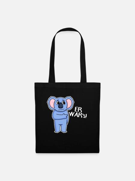 Koala lustig - Er war es - Stoffbeutel - Schwarz