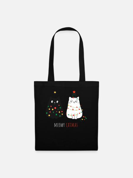Meowy Catmas Christmas Outfit - Stoffbeutel - Schwarz