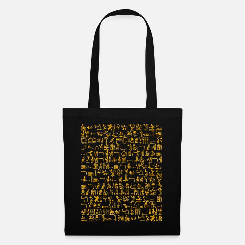 Ägypten Hieroglyphen Orange Muster Kunst Antik - Stoffbeutel - Schwarz
