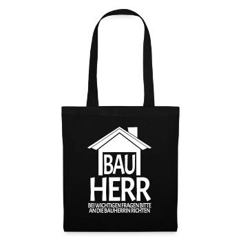 Bauherr Hausbau Baustelle - Stoffbeutel - Schwarz - Vorne