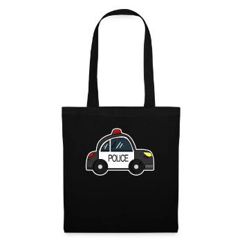 Voiture de police - Sac en tissu - noir - Devant
