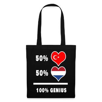 Niederlande und Türkei genial / Geschenk - Stoffbeutel - Schwarz - Vorne