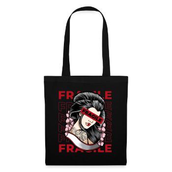 Geisha Fragile Grunge Japanese Aesthetic Geschenk - Stoffbeutel - Schwarz - Vorne