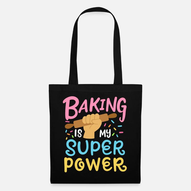 Backen Bäcker Nudelholz - Stoffbeutel - Schwarz