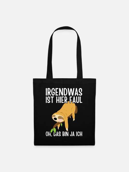 Faultier Sloth Faul Lustiger Spruch chillen schlaf - Stoffbeutel - Schwarz