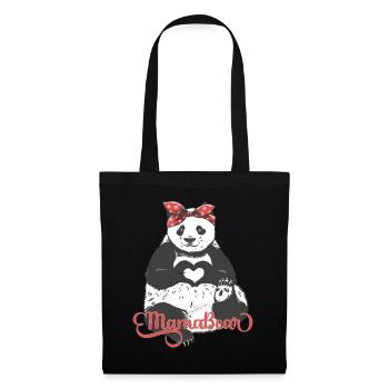 « MamaBear » panda avec bandana rouge et coeur de main - Sac en tissu - noir - Devant