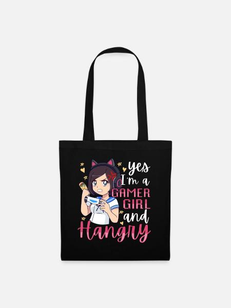 Yes I'm A Gamer Girl Hangry Angry Anime Hungry - Stoffbeutel - Schwarz