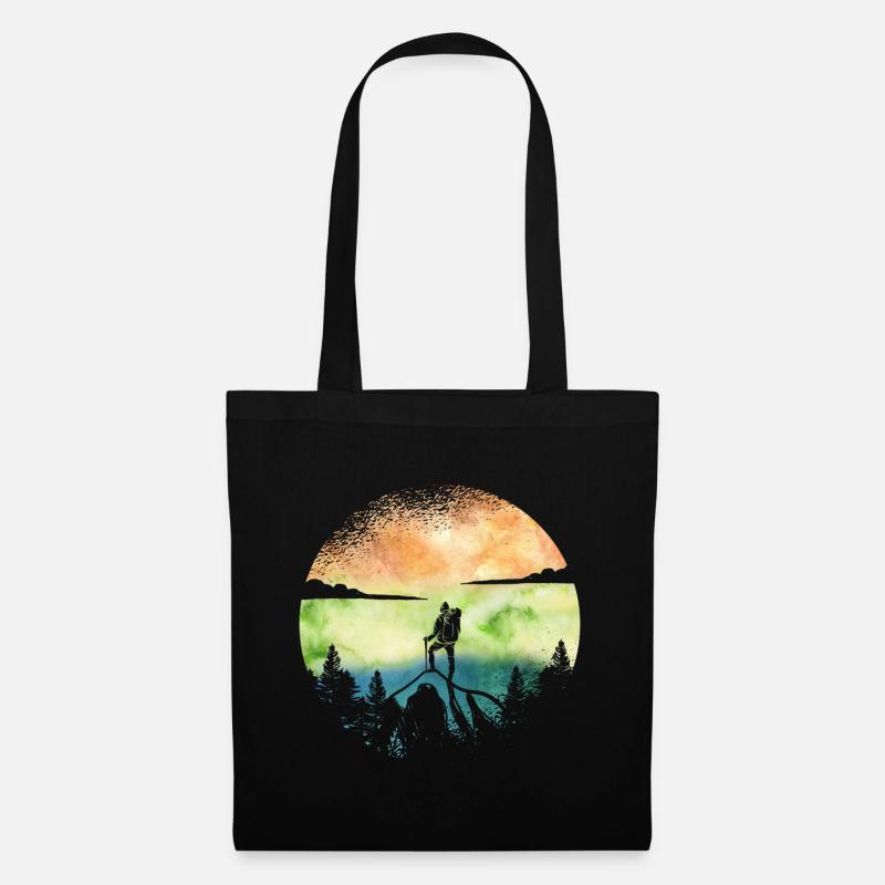 Wanderlust Hiker – Aquarell Adventure - Stoffbeutel - Schwarz