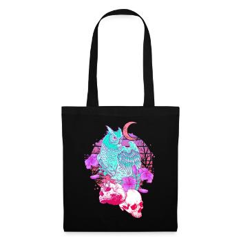 Pastel Goth Tête de mort Hibou Aesthetic Clothes lune - Sac en tissu - noir - Devant