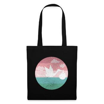 Bébé naissance Grossesse cigogne - Sac en tissu - noir - Devant