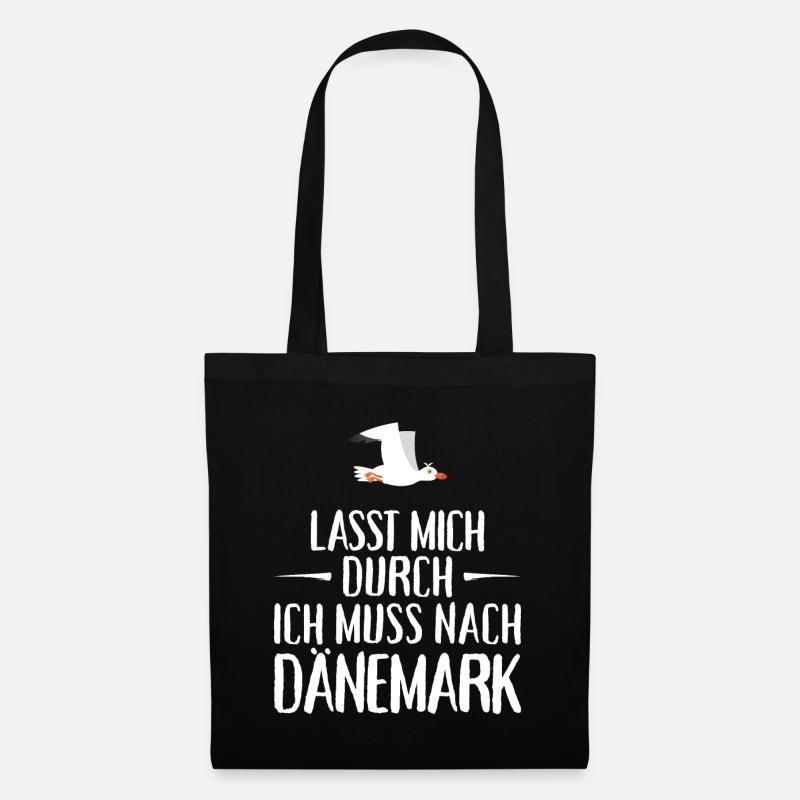 Lasst mich durch ich muss nach Dänemark Möwe - Stoffbeutel - Schwarz