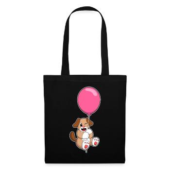 Hund Luftballon - Stoffbeutel - Schwarz - Vorne