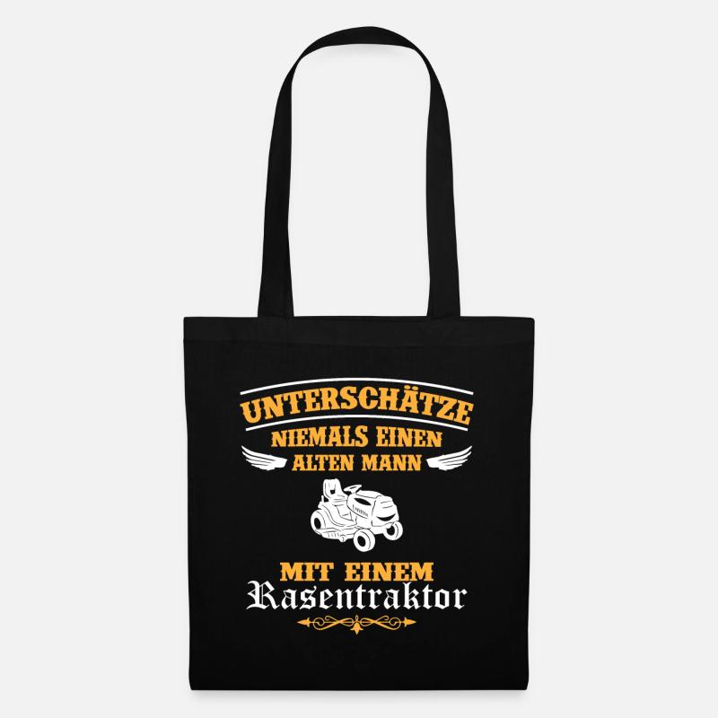 Unterschätze niemals Mann mit Rasentraktor - Stoffbeutel - Schwarz