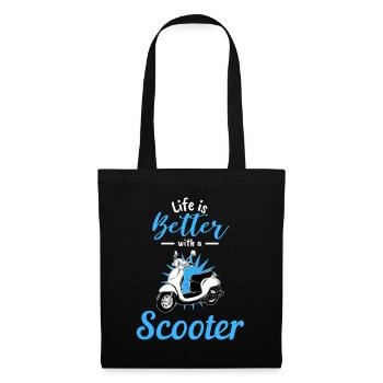 Vivre avec scooter moto moto mobylette - Sac en tissu - noir - Devant