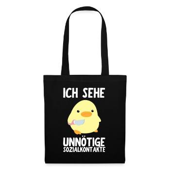 Ünnötige Sozialkontakte Ente mit Messer Meme Küken - Stoffbeutel - Schwarz - Vorne