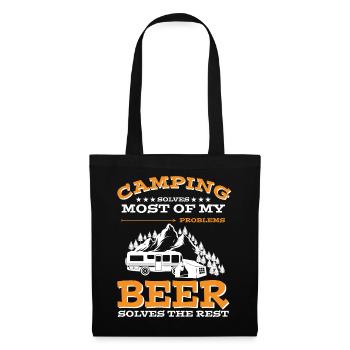 Camping und Bier lustiges Wohnmobil Sayings - Stoffbeutel - Schwarz - Vorne