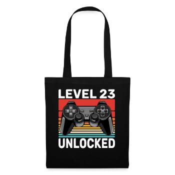 Level 23 Unlocked - 23e anniversaire cadeau de gamer - Sac en tissu - noir - Devant