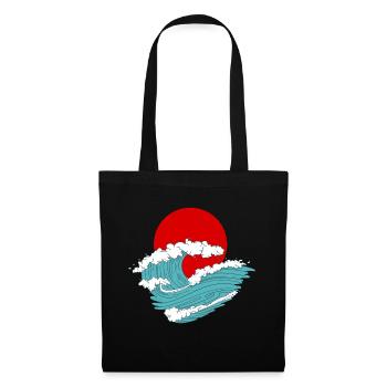 Japanische Welle Asiatische retro Tattoo Kunst - Stoffbeutel - Schwarz - Vorne