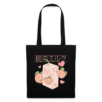 Japanischer Pfirsich Saft retro Anime Design - Stoffbeutel - Schwarz - Vorne