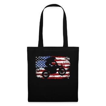 Motocross Dirt Bike American Flag - Tote Bag - black - Front