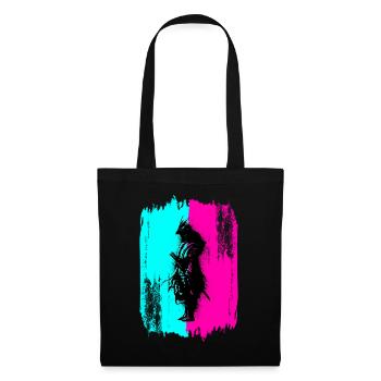 Black Samurai In A Turquoise And Pink Frame - Tote Bag - black - Front