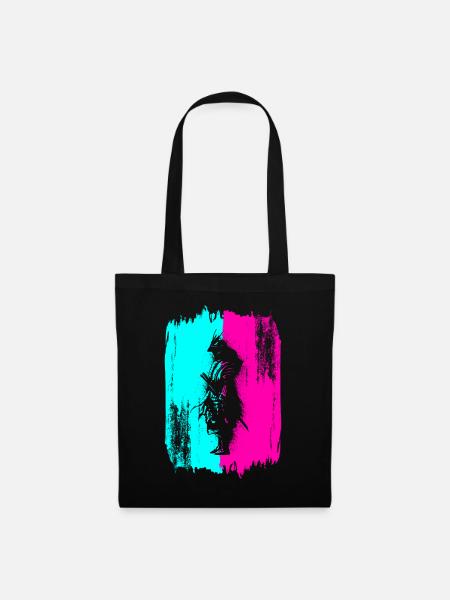 Samurai Krieger Japan Türkis Pink Kunst Manga - Stoffbeutel - Schwarz