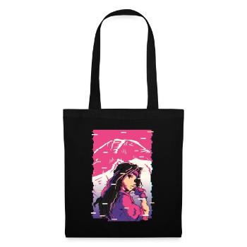 Karate Anime Girl Vaporwave Waifu Fujiyama Otaku - Tote Bag - black - Front