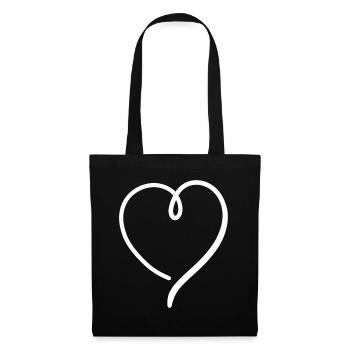 Cœur blanc - Sac en tissu - noir - Devant
