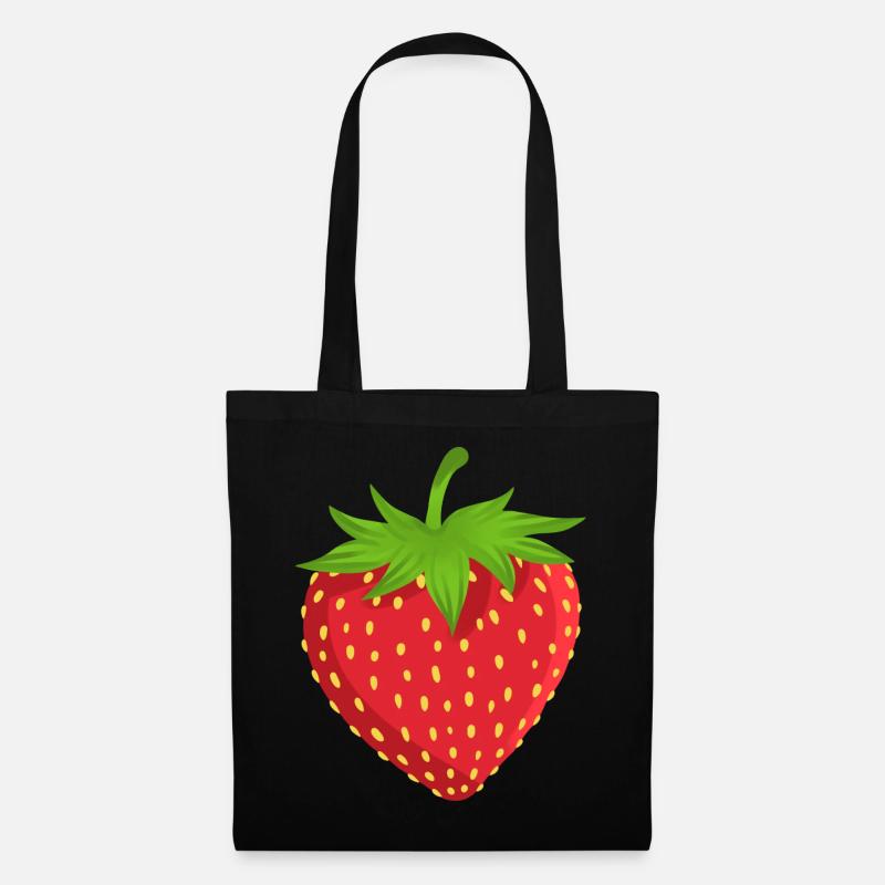 Erdbeere Obst - Stoffbeutel - Schwarz