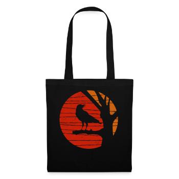Corbeau Retro Oiseau Aesthetic Silhouette Black Corbeau - Sac en tissu - noir - Devant