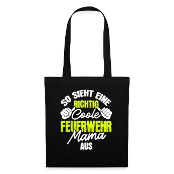 Feuerwehrfrau Freiwillige Feuerwehr Mama Geschenk - Stoffbeutel - Schwarz - Vorne