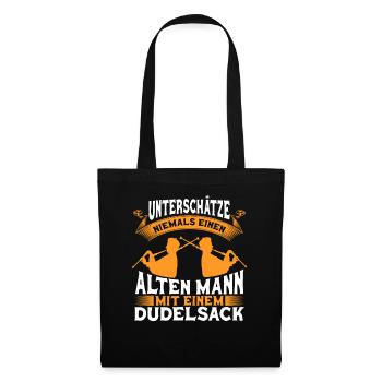 Sackpfeife Dudelsack Geschenk Opa Papa Musiker - Stoffbeutel - Schwarz - Vorne
