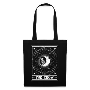 Tarot Card Crow Occult Half Moon Black Raven - Tote Bag - black - Front