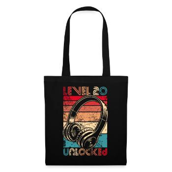 20. Geburtstag 20 Jahre Level 20 Unlocked Vintage - Stoffbeutel - Schwarz - Vorne