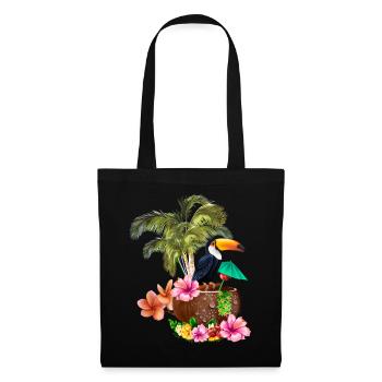 Conception tropicale avec toucans et palmiers. - Sac en tissu - noir - Devant