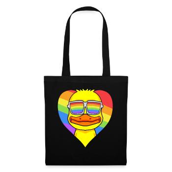 LGBT coeur avec l’arc-en-ciel canard - Sac en tissu - noir - Devant