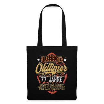 77. Geburtstag Oldtimer - Stoffbeutel - Schwarz - Vorne