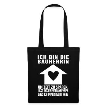 Bauherrin Richtfest Hausbau Geschenk - Stoffbeutel - Schwarz - Vorne