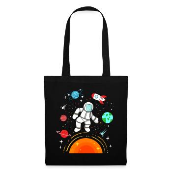Astronaut Planeten Weltraum - Stoffbeutel - Schwarz - Vorne