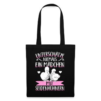 Seidenhuhn Seidenhühner Geschenk Hühner Mädchen - Stoffbeutel - Schwarz - Vorne
