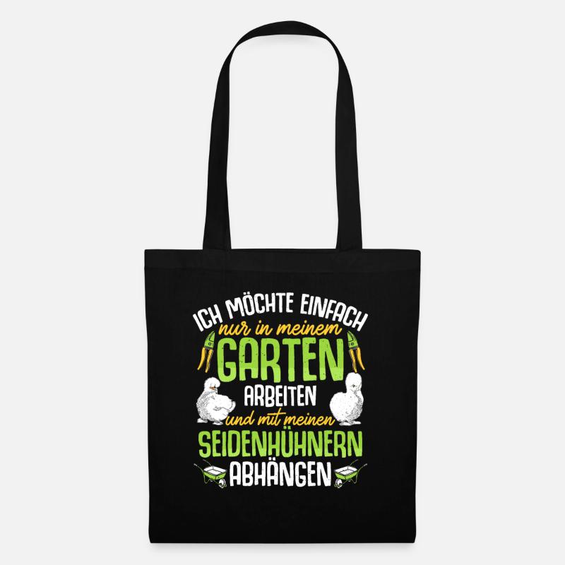 Seidenhuhn Silkie Hühner Garten Geschenk Huhn - Stoffbeutel - Schwarz