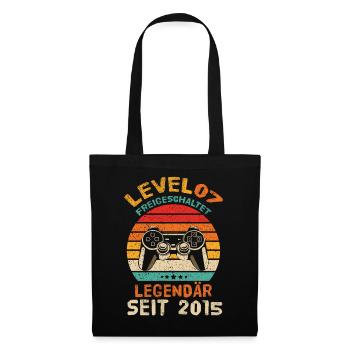Level 7 Freigeschaltet - 7. Geburtstag Shirt - Stoffbeutel - Schwarz - Vorne